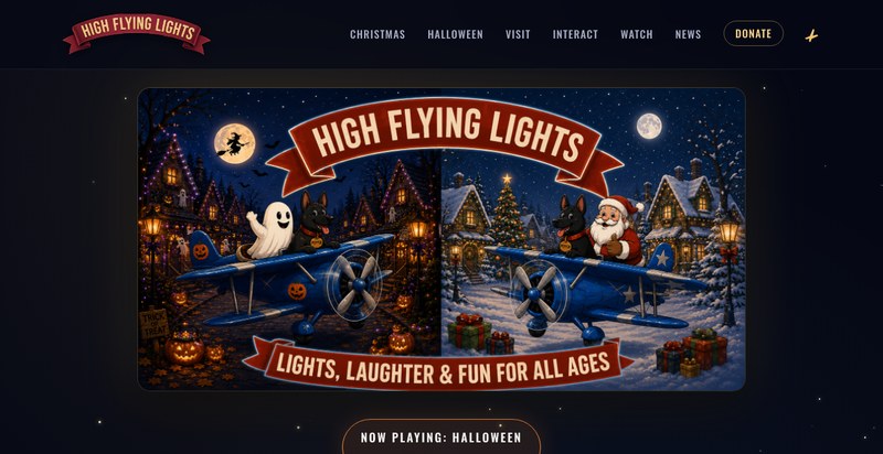 The High Flying Lights website homepage